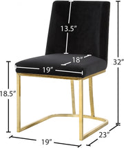 Heidi Velvet Upholstered Dining Chair in Black, Set of 2 - 776Black-C