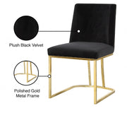 Heidi Velvet Upholstered Dining Chair in Black, Set of 2 - 776Black-C