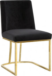 Heidi Velvet Upholstered Dining Chair in Black, Set of 2 - 776Black-C