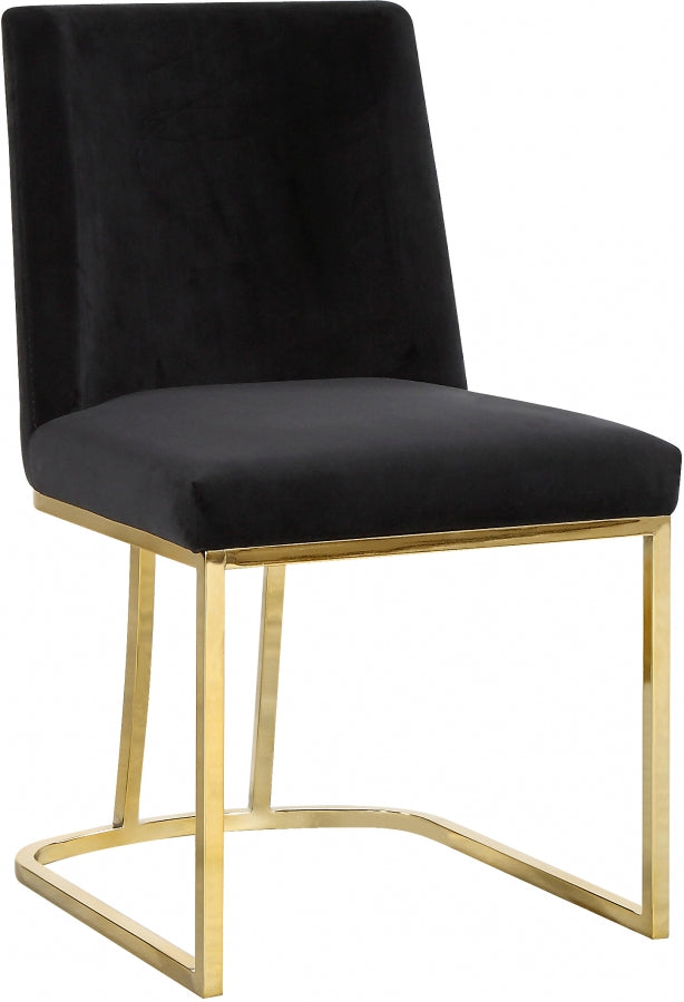 Heidi Velvet Upholstered Dining Chair in Black, Set of 2 - 776Black-C