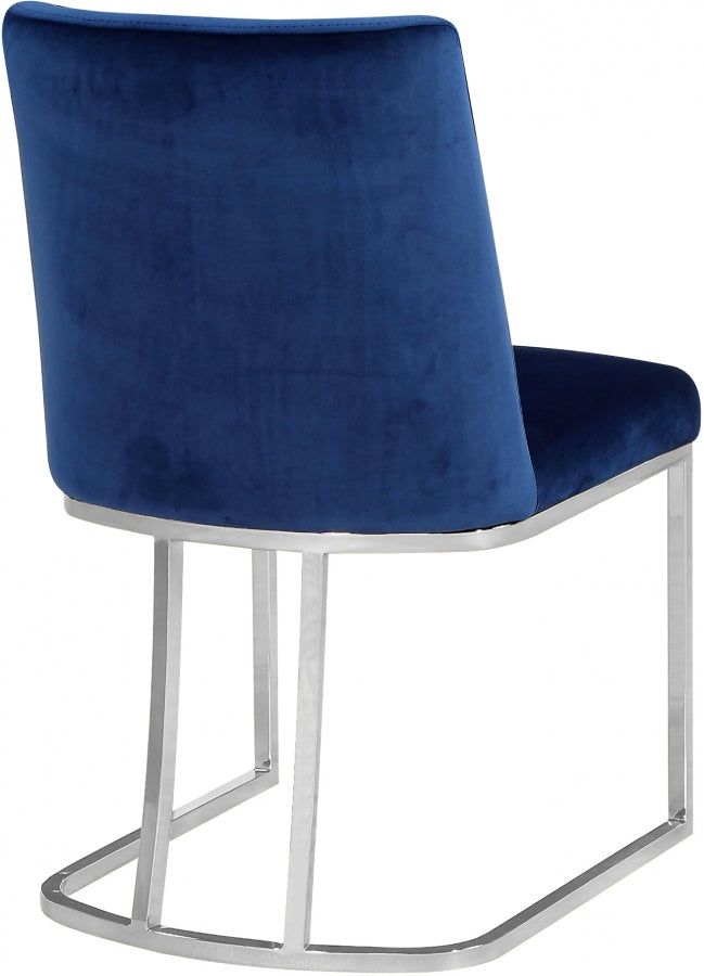 Heidi Velvet Upholstered Dining Chair in Blue, Set of 2 - 728Navy-C