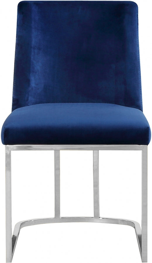 Heidi Velvet Upholstered Dining Chair in Blue, Set of 2 - 728Navy-C