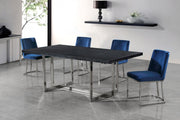 Heidi Velvet Upholstered Dining Chair in Blue, Set of 2 - 728Navy-C