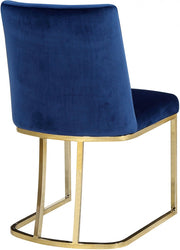 Heidi Velvet Upholstered Dining Chair in Blue, Set of 2 - 776Navy-C