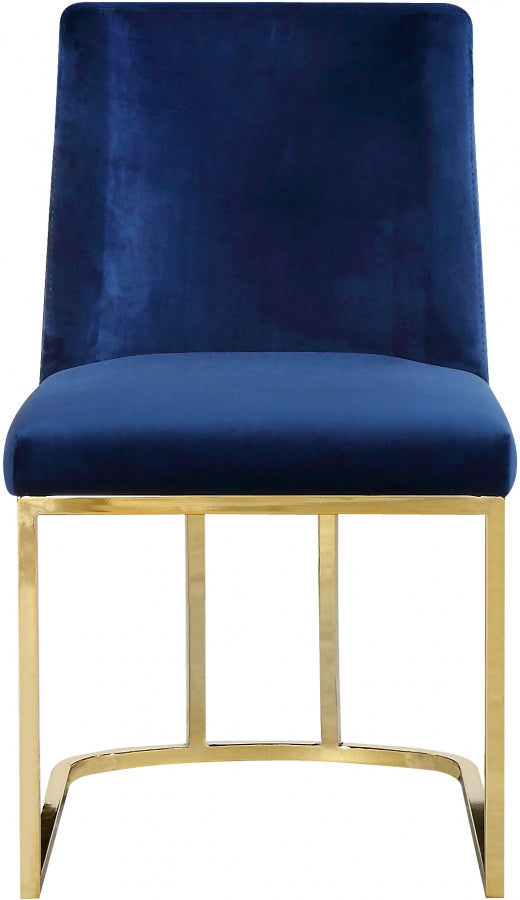 Heidi Velvet Upholstered Dining Chair in Blue, Set of 2 - 776Navy-C