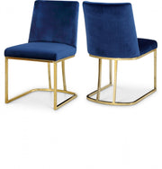Heidi Velvet Upholstered Dining Chair in Blue, Set of 2 - 776Navy-C