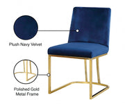 Heidi Velvet Upholstered Dining Chair in Blue, Set of 2 - 776Navy-C