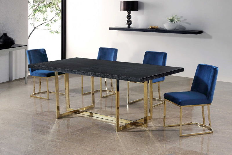 Heidi Velvet Upholstered Dining Chair in Blue, Set of 2 - 776Navy-C