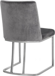Heidi Velvet Upholstered Dining Chair in Grey, Set of 2 - 728Grey-C