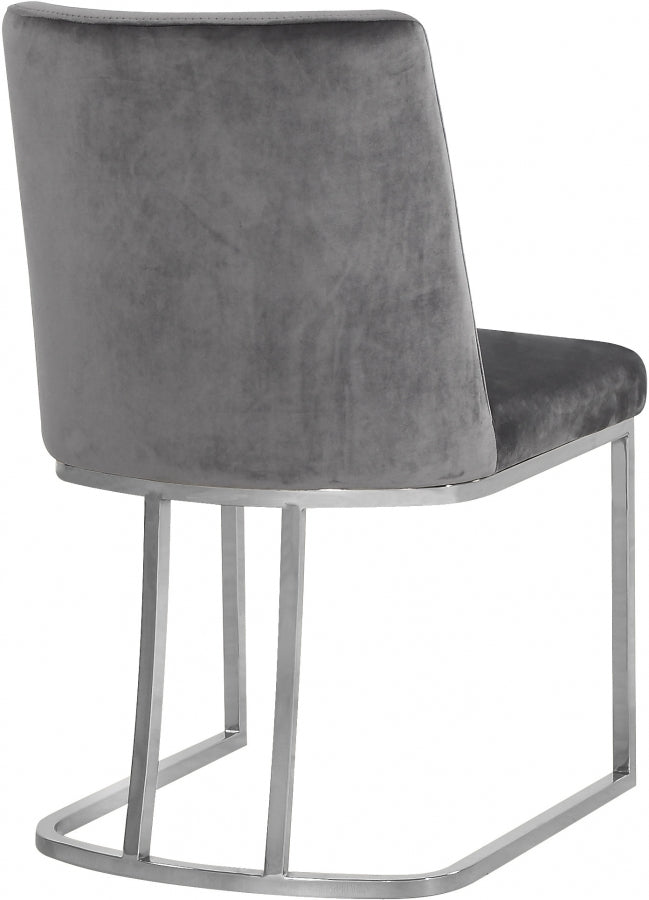 Heidi Velvet Upholstered Dining Chair in Grey, Set of 2 - 728Grey-C
