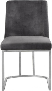 Heidi Velvet Upholstered Dining Chair in Grey, Set of 2 - 728Grey-C