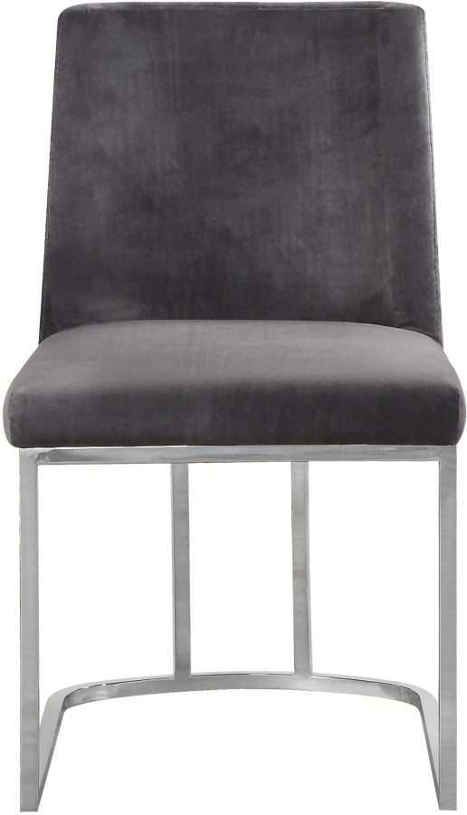 Heidi Velvet Upholstered Dining Chair in Grey, Set of 2 - 728Grey-C