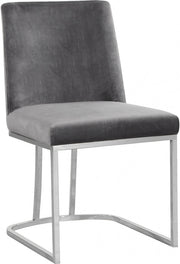 Heidi Velvet Upholstered Dining Chair in Grey, Set of 2 - 728Grey-C