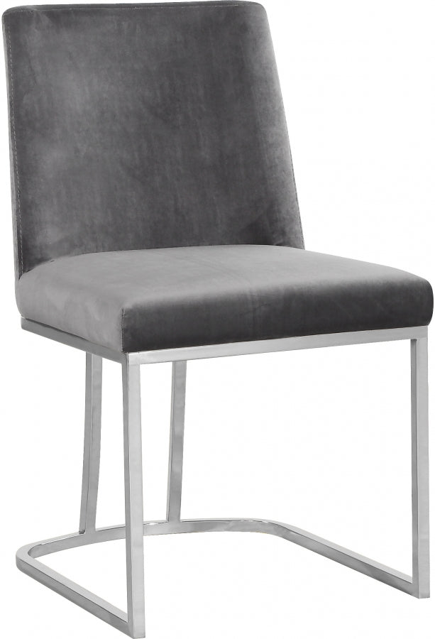 Heidi Velvet Upholstered Dining Chair in Grey, Set of 2 - 728Grey-C