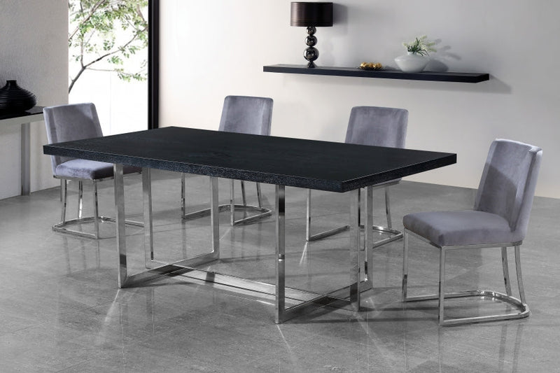Heidi Velvet Upholstered Dining Chair in Grey, Set of 2 - 728Grey-C