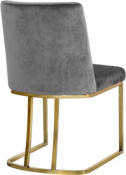 Heidi Velvet Upholstered Dining Chair in Grey, Set of 2 - 776Grey-C
