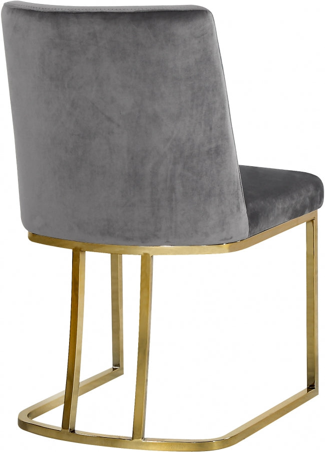 Heidi Velvet Upholstered Dining Chair in Grey, Set of 2 - 776Grey-C