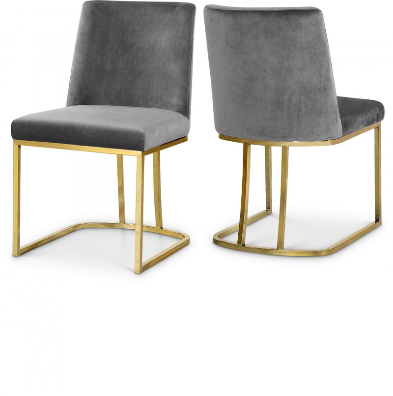 Heidi Velvet Upholstered Dining Chair in Grey, Set of 2 - 776Grey-C