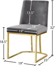 Heidi Velvet Upholstered Dining Chair in Grey, Set of 2 - 776Grey-C