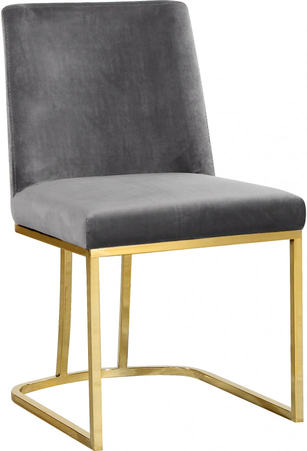 Heidi Velvet Upholstered Dining Chair in Grey, Set of 2 - 776Grey-C