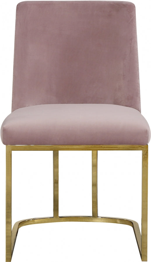 Heidi Velvet Upholstered Dining Chair in Pink, Set of 2 - 776Pink-C