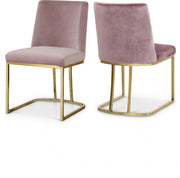 Heidi Velvet Upholstered Dining Chair in Pink, Set of 2 - 776Pink-C