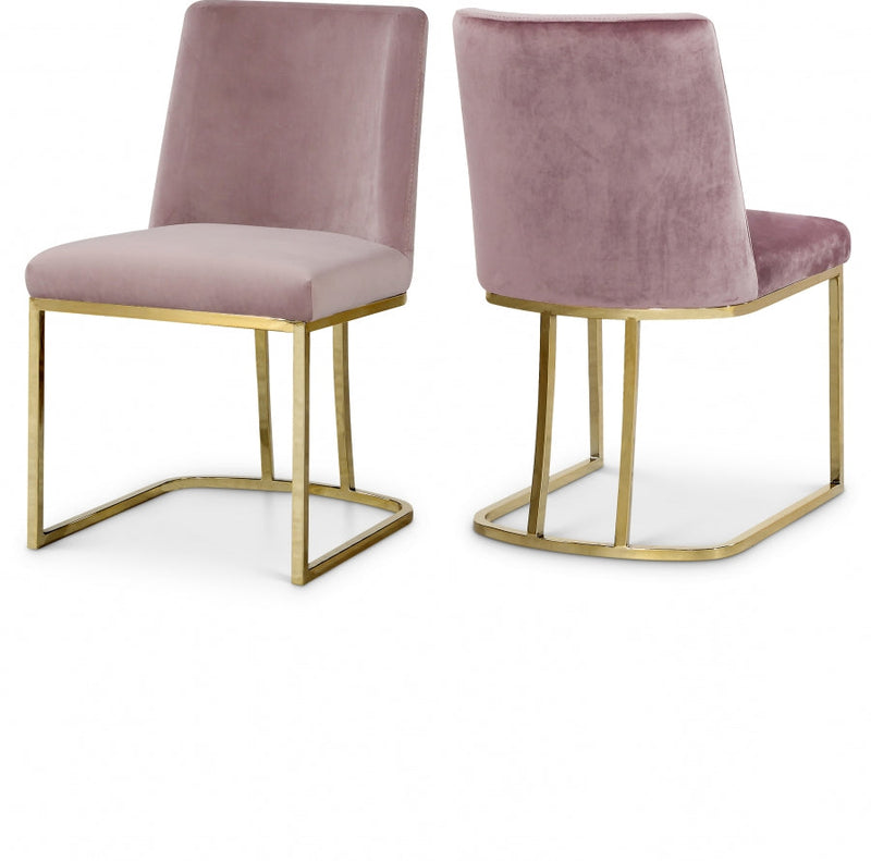 Heidi Velvet Upholstered Dining Chair in Pink, Set of 2 - 776Pink-C