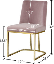 Heidi Velvet Upholstered Dining Chair in Pink, Set of 2 - 776Pink-C