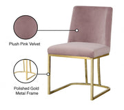 Heidi Velvet Upholstered Dining Chair in Pink, Set of 2 - 776Pink-C