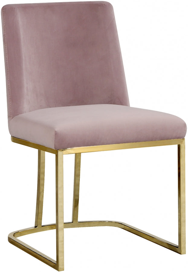 Heidi Velvet Upholstered Dining Chair in Pink, Set of 2 - 776Pink-C