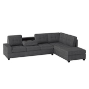 Heights Dark Gray Reverisble Sectional with Storage Ottoman - Gate FurnitureOttoman