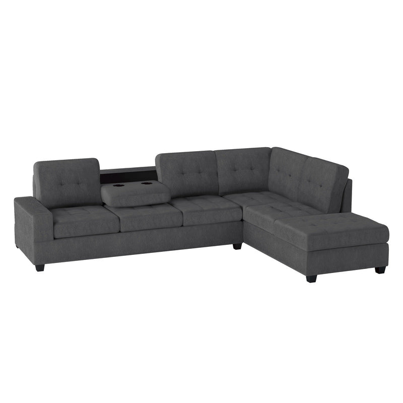 Heights Dark Gray Reverisble Sectional with Storage Ottoman - Gate FurnitureOttoman