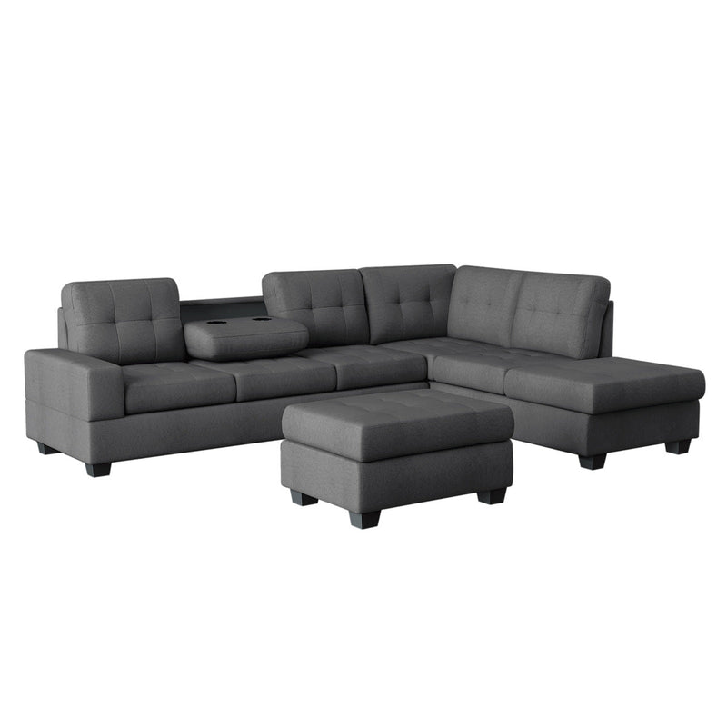 Heights Dark Gray Reverisble Sectional with Storage Ottoman - Gate FurnitureOttoman