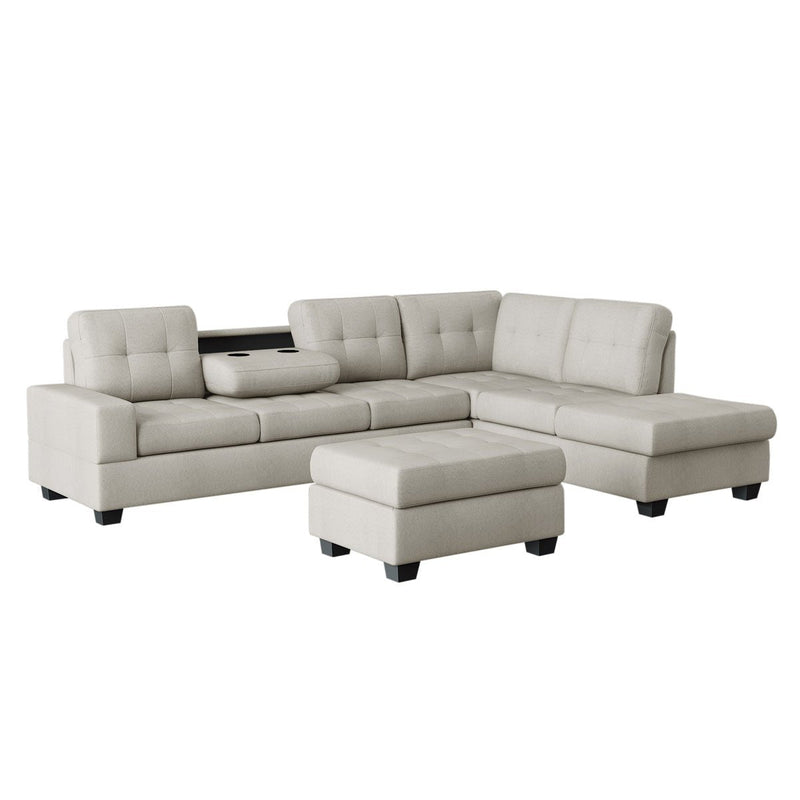 Heights Light Gray Reverisble Sectional with Storage Ottoman - Gate FurnitureOttoman
