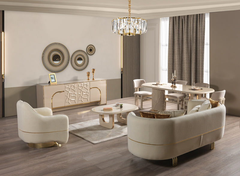 Helena Ivory 7 - Piece Dining Set - Gate FurnitureDining Room Set