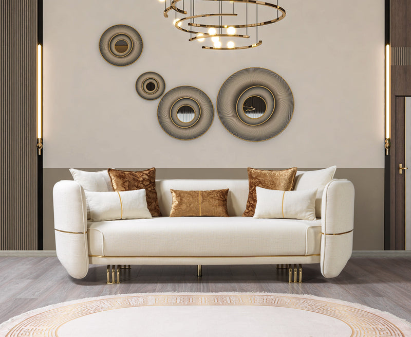 Helena Ivory Velvet Sofa & Loveseat - Gate FurnitureLiving Room Set
