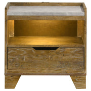 Henderson 1-drawer LED Nightstand Bedside Table Medium Oak - 222972