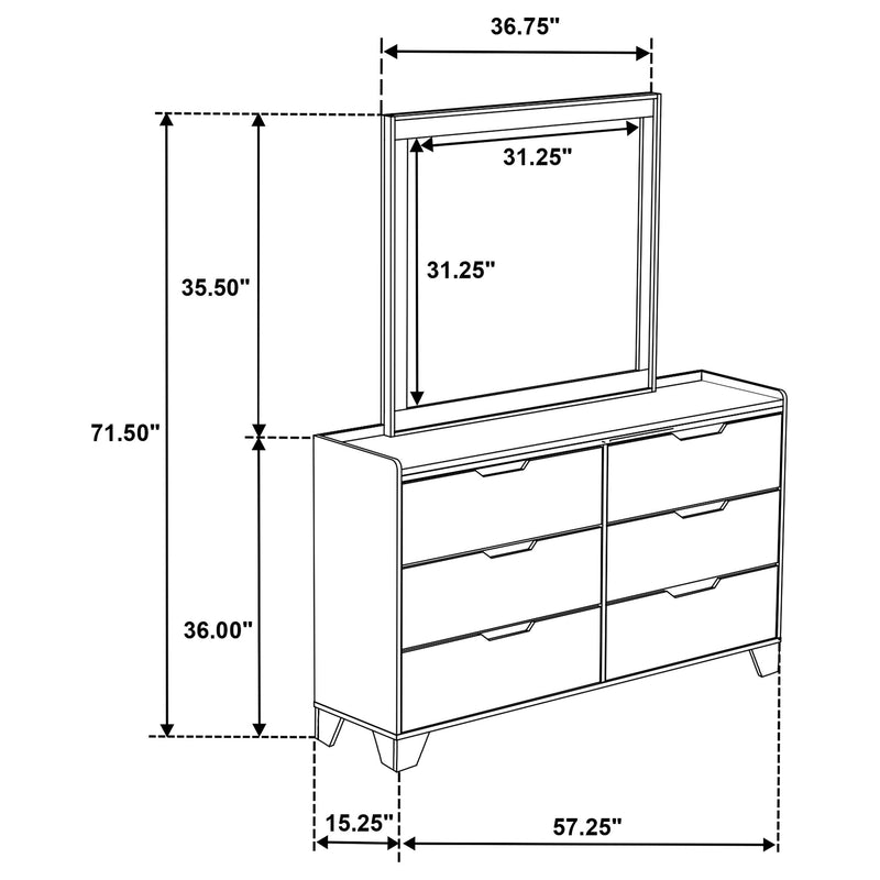 Henderson 6-drawer Bedroom Dresser with Mirror Medium Oak - 222973M