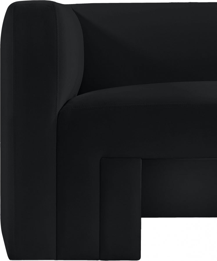 Henson 63" Velvet Upholstered Loveseat in Black - 665Black-L