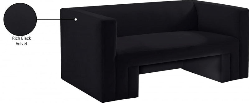 Henson 63" Velvet Upholstered Loveseat in Black - 665Black-L