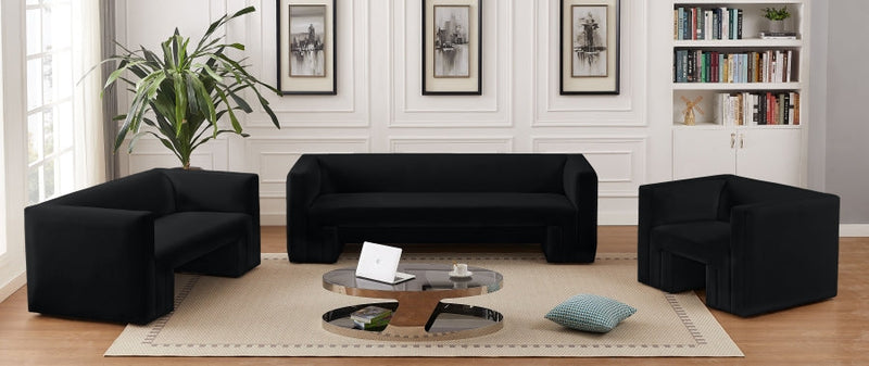 Henson 63" Velvet Upholstered Loveseat in Black - 665Black-L