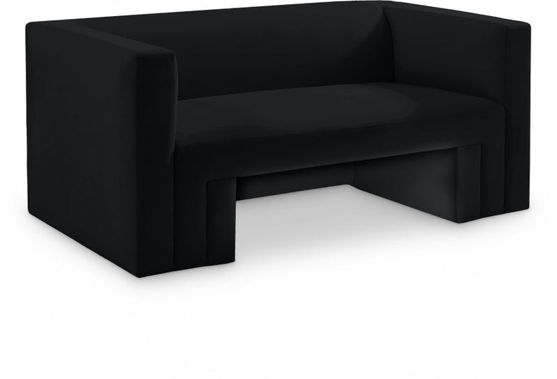 Henson 63" Velvet Upholstered Loveseat in Black - 665Black-L