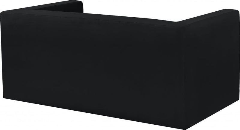 Henson 63" Velvet Upholstered Loveseat in Black - 665Black-L