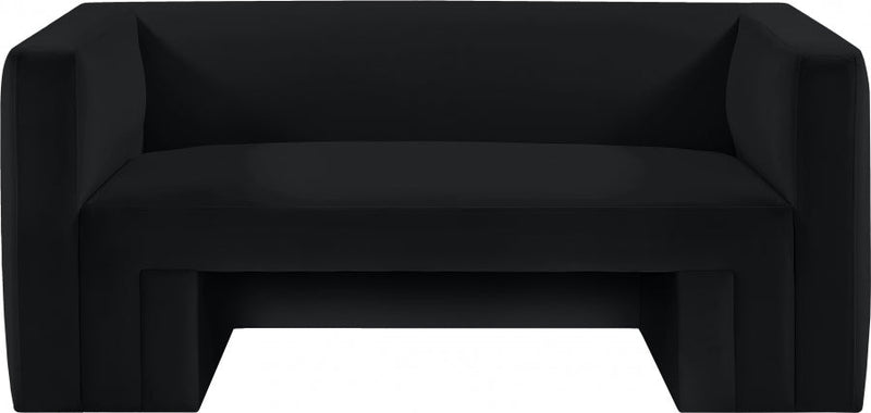 Henson 63" Velvet Upholstered Loveseat in Black - 665Black-L