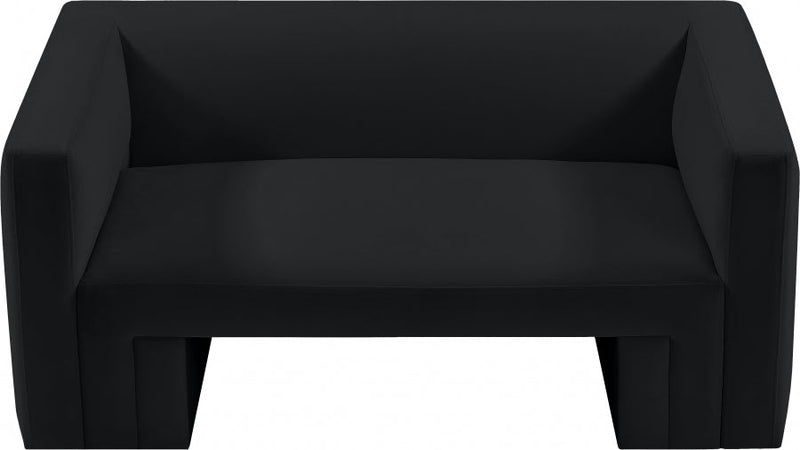 Henson 63" Velvet Upholstered Loveseat in Black - 665Black-L