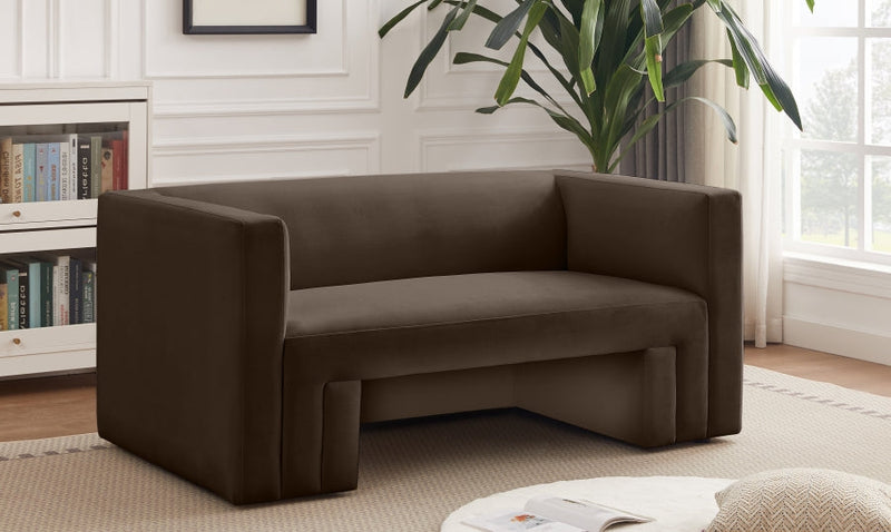 Henson 63" Velvet Upholstered Loveseat in Brown - 665Brown-L