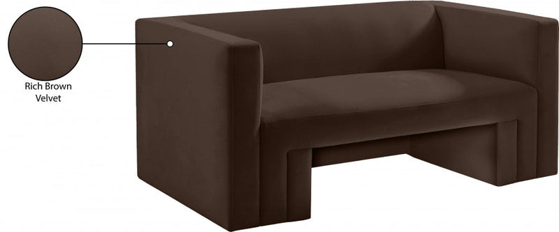 Henson 63" Velvet Upholstered Loveseat in Brown - 665Brown-L