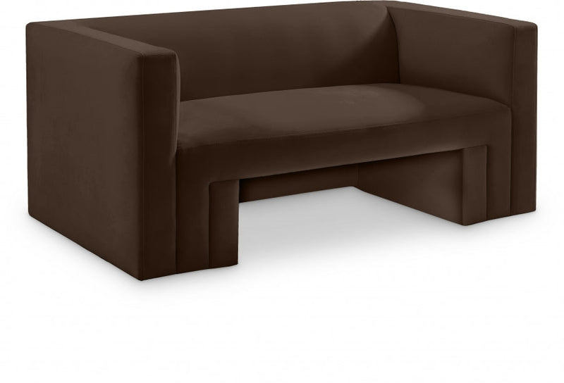 Henson 63" Velvet Upholstered Loveseat in Brown - 665Brown-L