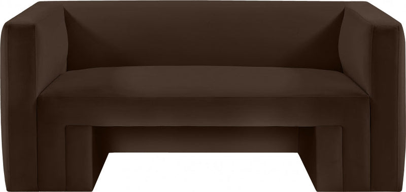 Henson 63" Velvet Upholstered Loveseat in Brown - 665Brown-L