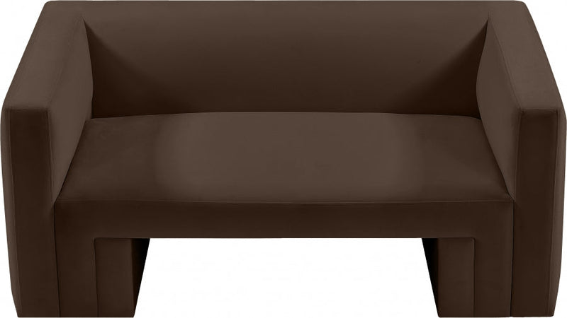 Henson 63" Velvet Upholstered Loveseat in Brown - 665Brown-L
